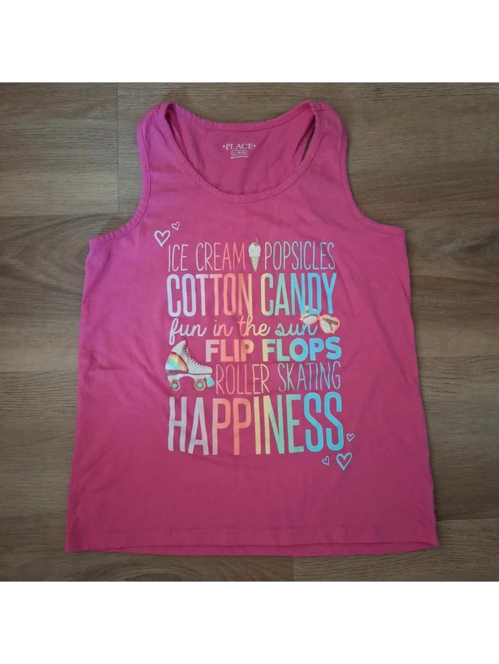 Sun and fun! The Children's Place Pink Summer Graphic Tank Top Girls Large 10/12